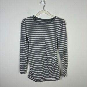Gap Maternity XS Long Sleeve Striped Gray White Fitted Comfort Top‎ Pregnancy
